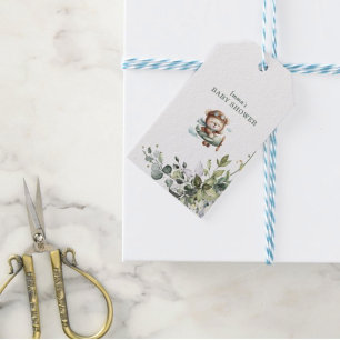 Vintage Airplane Teddy Bear Baby Shower Gift Tags