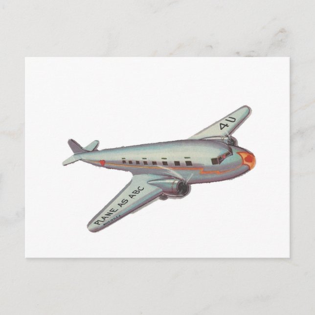 Vintage Airplane Valentine Holiday Postcard (Front)