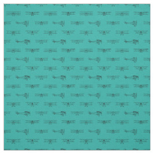 Vintage Airplanes Plane Diagrams CUSTOM BG COLOR Fabric