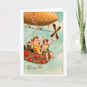 Vintage Airship Valentine Card