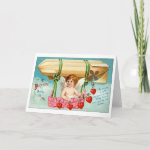 Vintage Airship Valentine Greeting Card