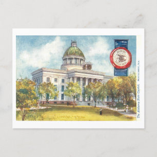 Vintage Alabama Capitol with Seal Postcard