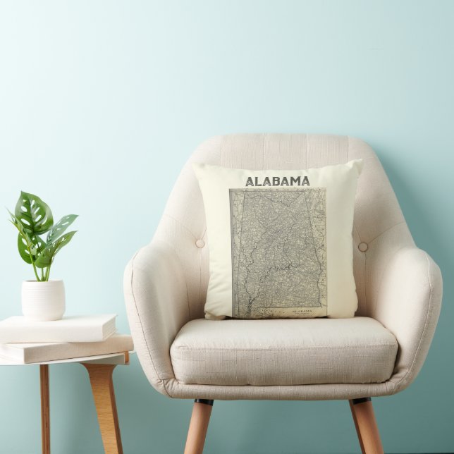 Vintage Alabama Map Pillow (Chair)