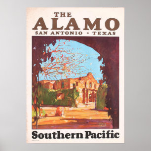 Vintage Alamo San Antonio Texas Southern Pacific Poster