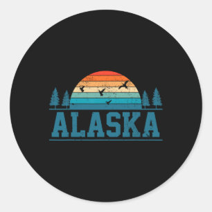 Vintage Alaska Ducks Geese Hunting Hunt Retro Gift Classic Round Sticker