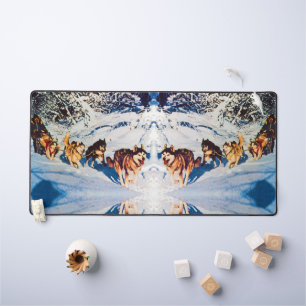 Vintage Alaska eskimo Malamute sled racing Desk Mat