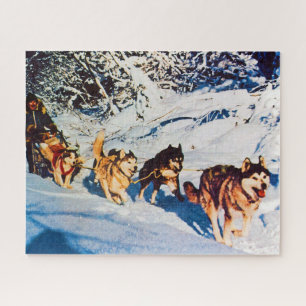 Vintage Alaska eskimo Malamute sled racing Jigsaw Puzzle