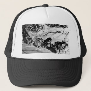 Vintage Alaska eskimo Malamute sled racing Trucker Hat