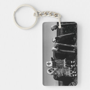 Vintage Alaska Fur clad eskimo arctic sod igloo Key Ring