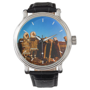 Vintage Alaska Fur clad eskimo arctic sod igloo Watch