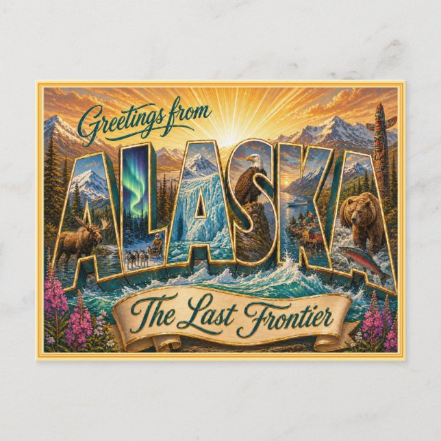 Vintage Alaska Greeting From Postcard (Front)