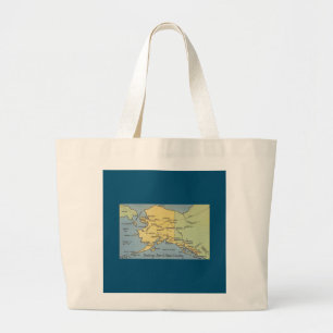 Vintage Alaska Map - Bering Strait, Nome, Barrow Large Tote Bag