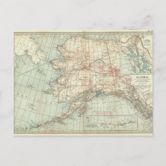Vintage Alaska Map Postcard