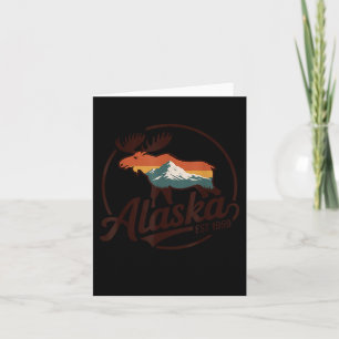Vintage Alaska Moose Mountain Sunset Retro Card