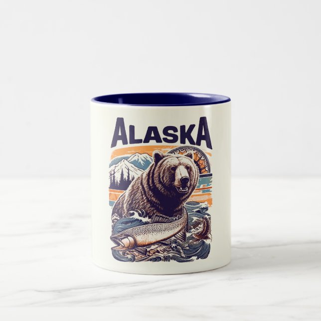 Vintage Alaska Nature Two-Tone Coffee Mug (Center)