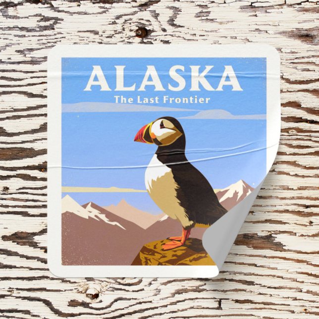 Vintage Alaska Square Sticker (Creator Uploaded)