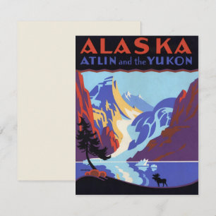 Vintage Alaska Travel Poster, Atlin and the Yukon Invitation