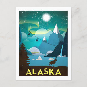 Vintage Alaska Travel Poster Postcard