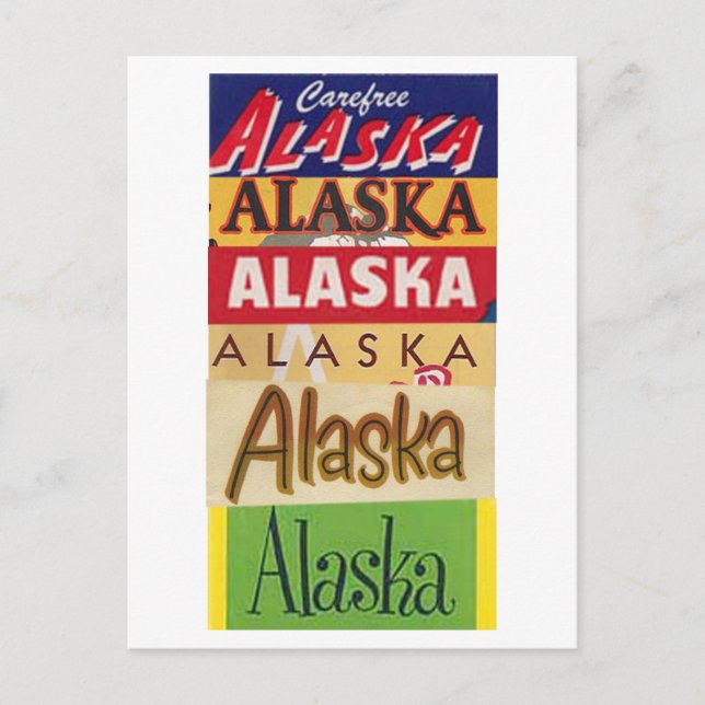 Vintage Alaska Travel Poster Postcard (Front)
