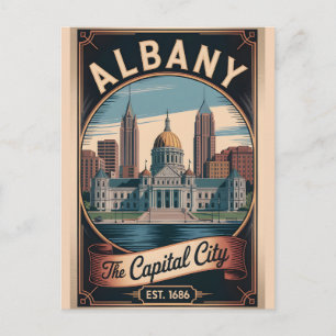 Vintage Albany New York Retro Travel Poster Holiday Postcard
