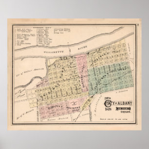 Vintage Albany Oregon Map (1878) Poster