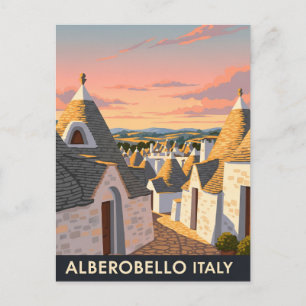 Vintage Alberobello Italy Trulli houses Travel Postcard