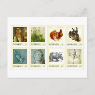Vintage Albrecht Durer Austrian Postage Stamps Postcard