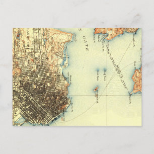 Vintage Alcatraz San Francisco Map Postcard