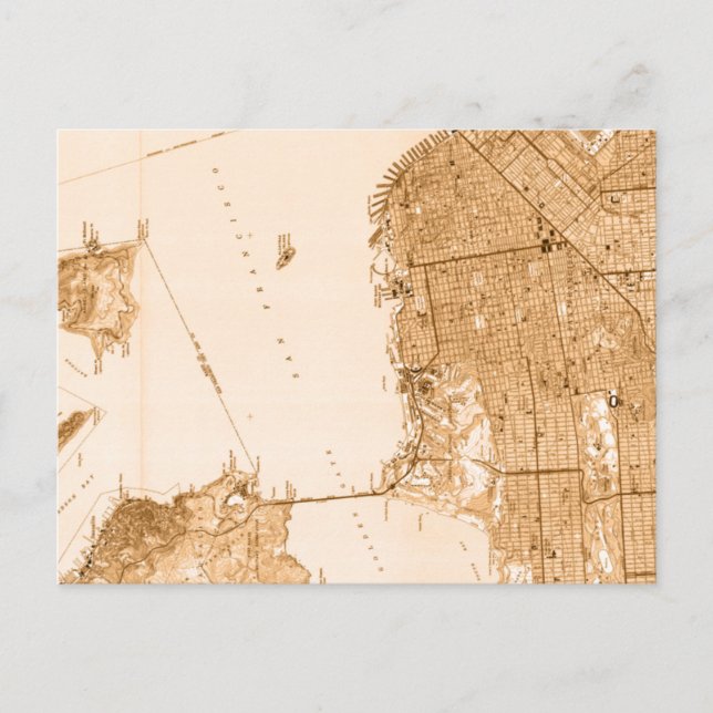 Vintage Alcatraz San Francisco Map Postcard (Front)