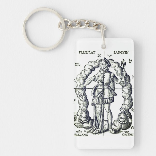 Vintage Alchemic Illustration of Zodiac Signs Key Ring (Front)