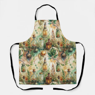 Vintage Alchemy Bottles Botanical Green Apron