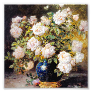 Vintage Alexis Kreyder Roses in a Cobalt Vase   Photo Print