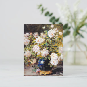Vintage Alexis Kreyder Roses in a Cobalt Vase Postcard