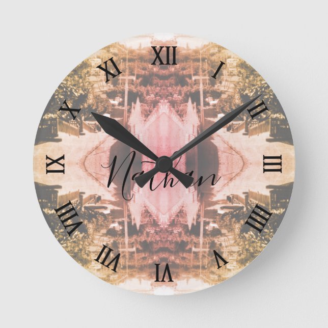 Vintage Algeria Algiers district overview Round Clock (Front)