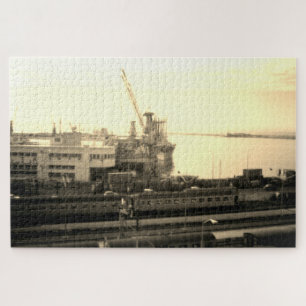 Vintage Algeria Algiers port overview Jigsaw Puzzle