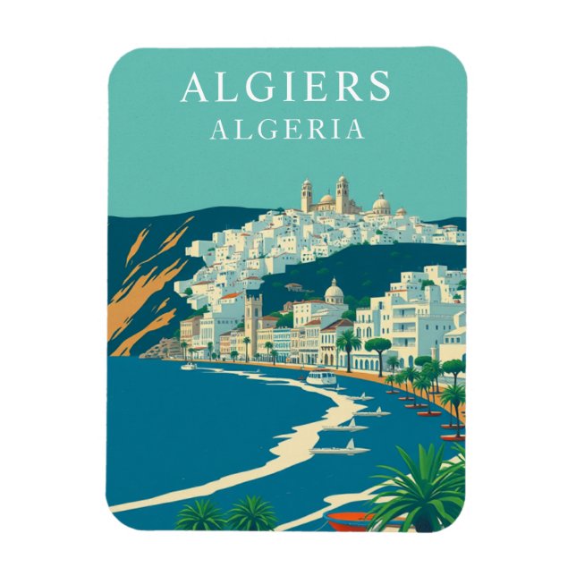 Vintage Algiers Algeria Travel Souvenir Magnet (Vertical)