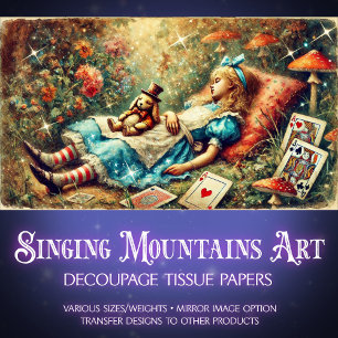 Vintage Alice Dreaming In Wonderland Decoupage Tissue Paper