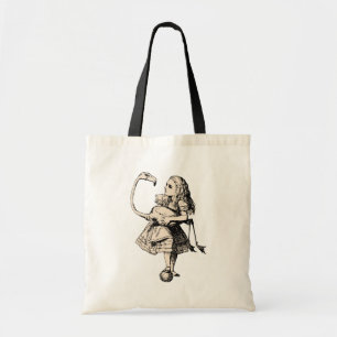 Vintage Alice & Flamingo in Wonderland Tote Bag