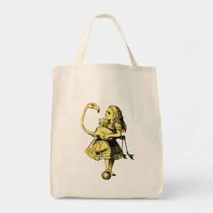 Vintage Alice & Flamingo in Wonderland Tote Bag