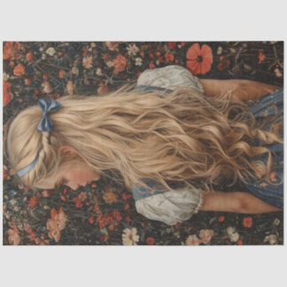 Vintage Alice Floral Garden Portrait Oil Painting Tissue Paper