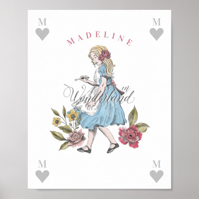 Vintage Alice in Wonderland | Alice & Florals Poster (Front)