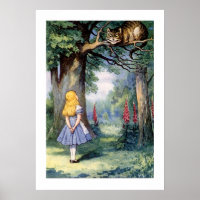 Vintage Alice In Wonderland And Cat Above Tree