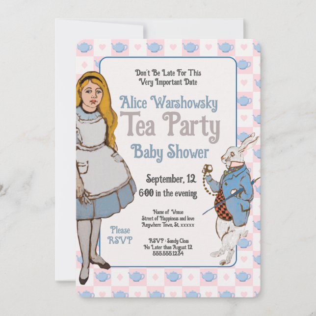Vintage Alice in Wonderland  Baby Shower Girl (Front)