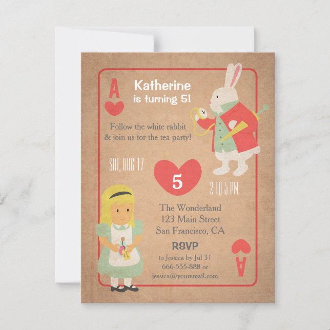 Vintage Alice in Wonderland Birthday Party Invitation (Front)