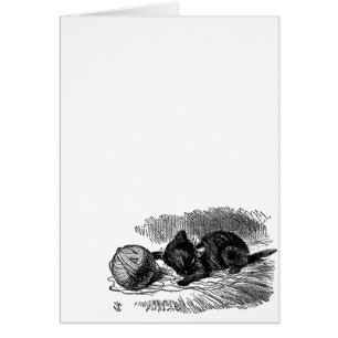 Vintage Alice in Wonderland black cat book drawing