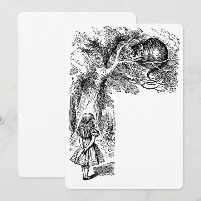 Vintage Alice in Wonderland Cat Invitation (Front/Back)