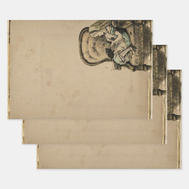 Vintage Alice in Wonderland Chair Wrapping Paper Sheet (Set)