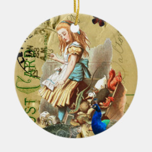 Vintage Alice in Wonderland collage Ceramic Ornament