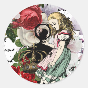 Vintage Alice in Wonderland Decoupage Classic Round Sticker