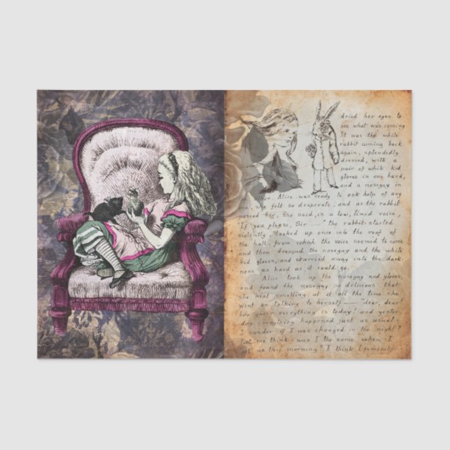 Vintage Alice in Wonderland Decoupage  Tissue Paper (Front)